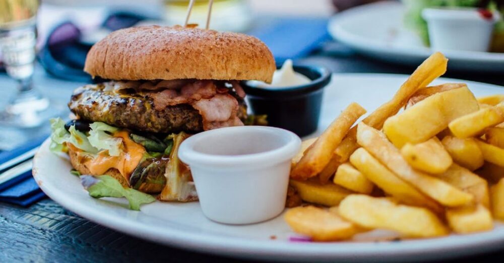 Food - Fries and Burger on Plate