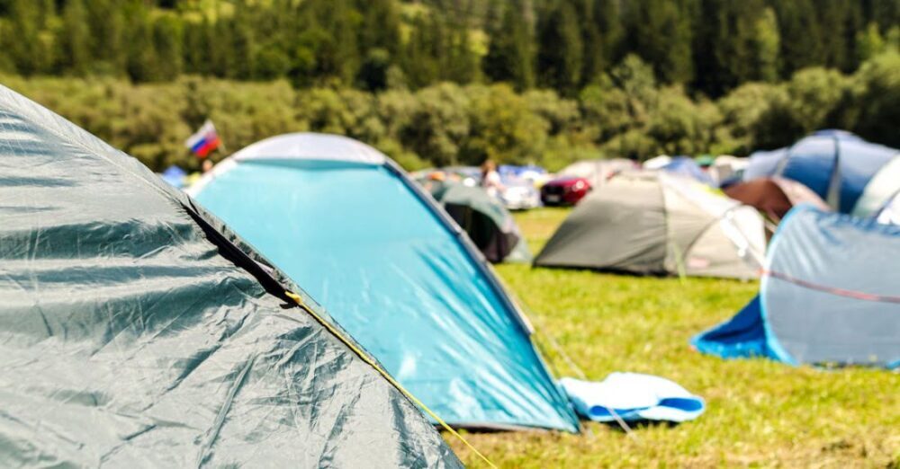 Campsite - Tents Surrounded by Trees