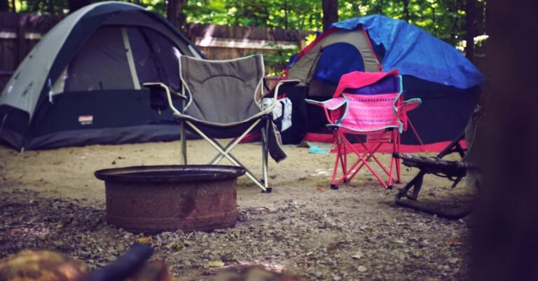 Campsite - Two Pink and Gray Camping Chairs